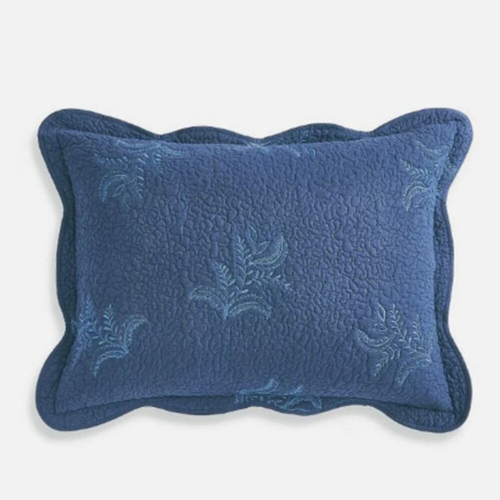 Martha Stewart Stenciled Leaves Standard Size Pillow Sham Embroidered